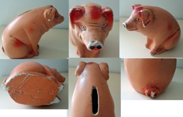 Plaster piggy bank from France